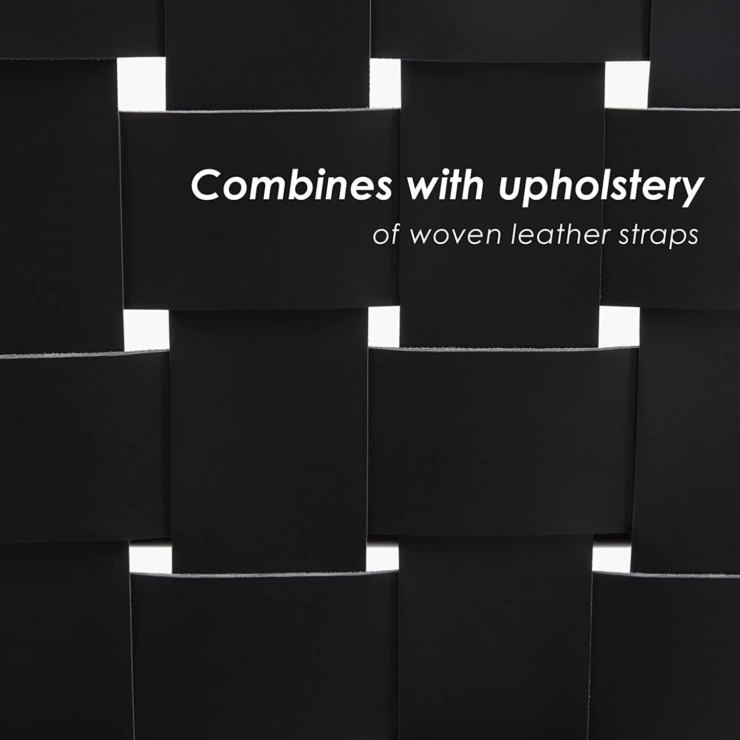 Scandinavian Woven Leather Chair with Boho Accent-4