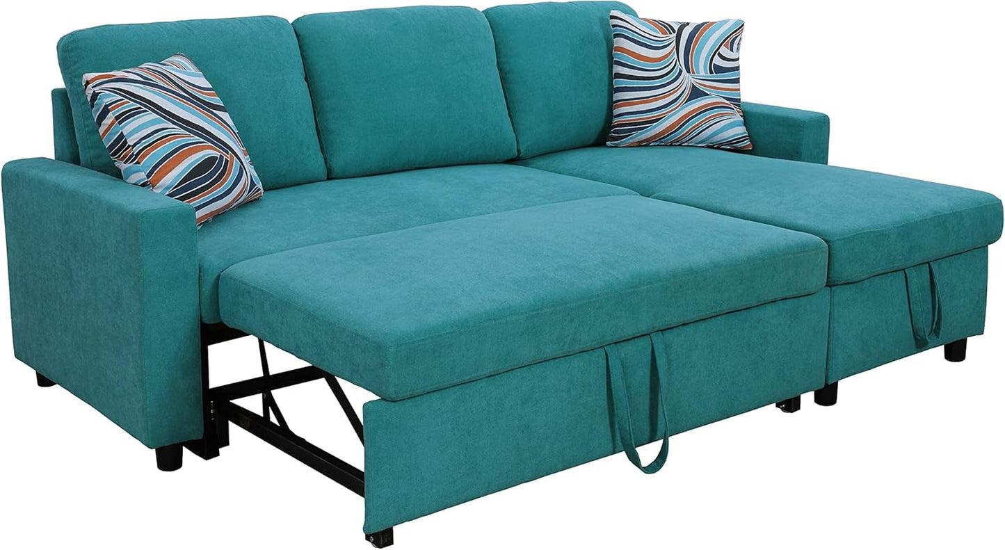 L-Shaped Combo Sofa Bed, Sleeper Chair Bed 3 in 1 Convertible Sofa Bed with Chaise, Reversible Sofa Bed for Living Room, Office, Apartment, Green-3