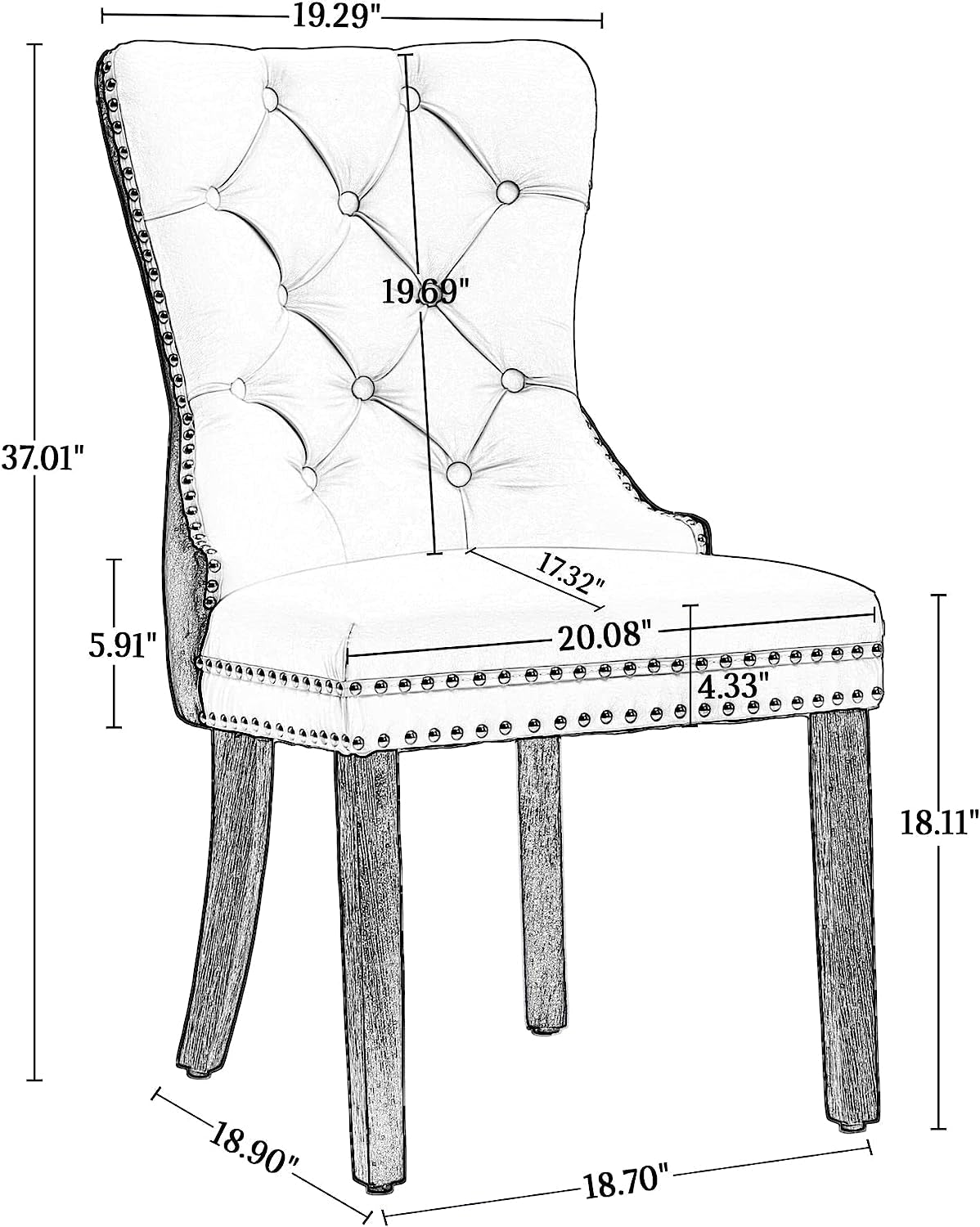 Dining Chairs Set of 4, Upholstered High-End Tufted Dining Room Chair-3