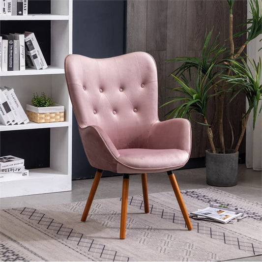 Contemporary Mauve Velvet Accent Chair with Tufted Back-0