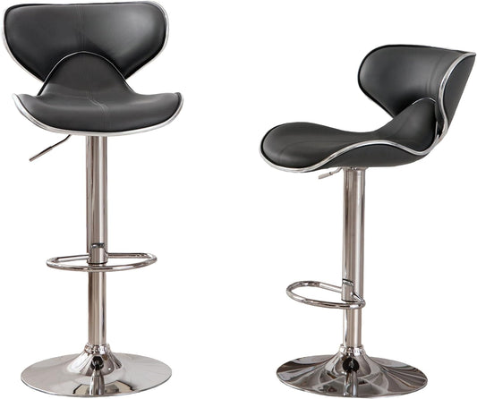 Masaccio Cushioned Leatherette Upholstery Airlift Swivel Barstool, Set of 2, Grey-0