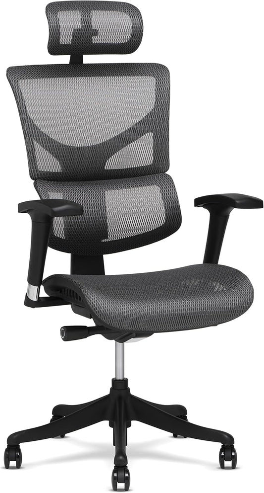 X1 High End Task Chair, Grey Flex Mesh with Headrest - Ergonomic Office Seat/Dynamic Variable Lumbar Support/Highly Adjustable/Relaxed Recline/Perfect for Office or Home Desk-0