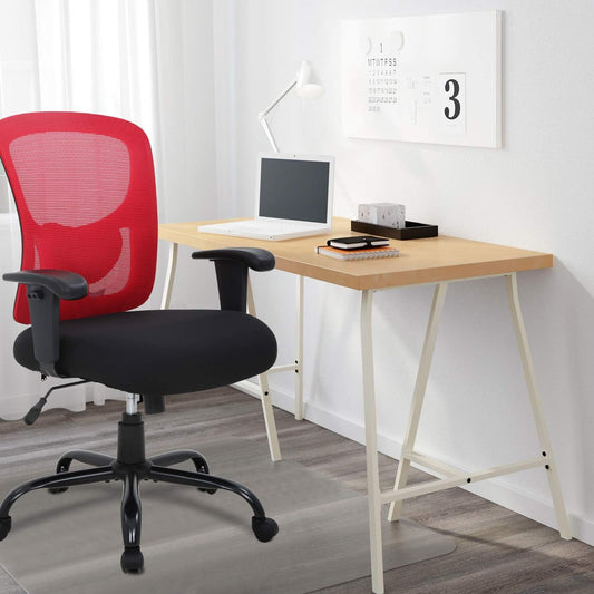 Big and Tall Office Chair 400Lbs Desk Chair Mesh Computer Chair with Lumbar Support Wide Seat Adjust Arms Rolling Swivel High Back Task Executive Ergonomic Chair,Red-1