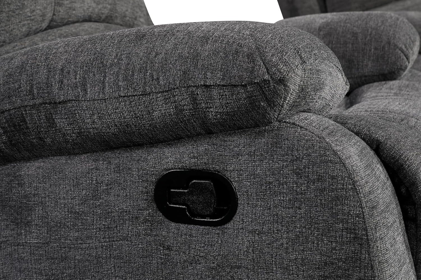 Soft Microfiber Reclining Sofa Set, Drop down Table, Cupholder Console, Living Room Set, Sofa Loveseat Glider Chair 8018M (Dark Grey, Chair)-3