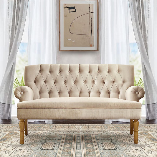 Warm Beige Hermosa Para Sala Love Seat-0
