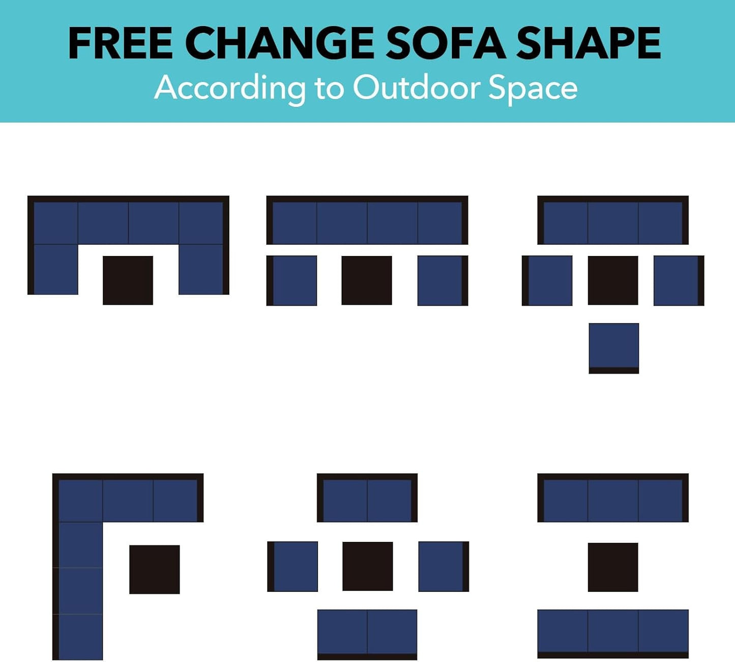 7 Pieces Outdoor Patio Furniture Sets,Rattan Conversation Sectional Set,Manual Weaving Wicker Patio Sofa with Tea Table-1