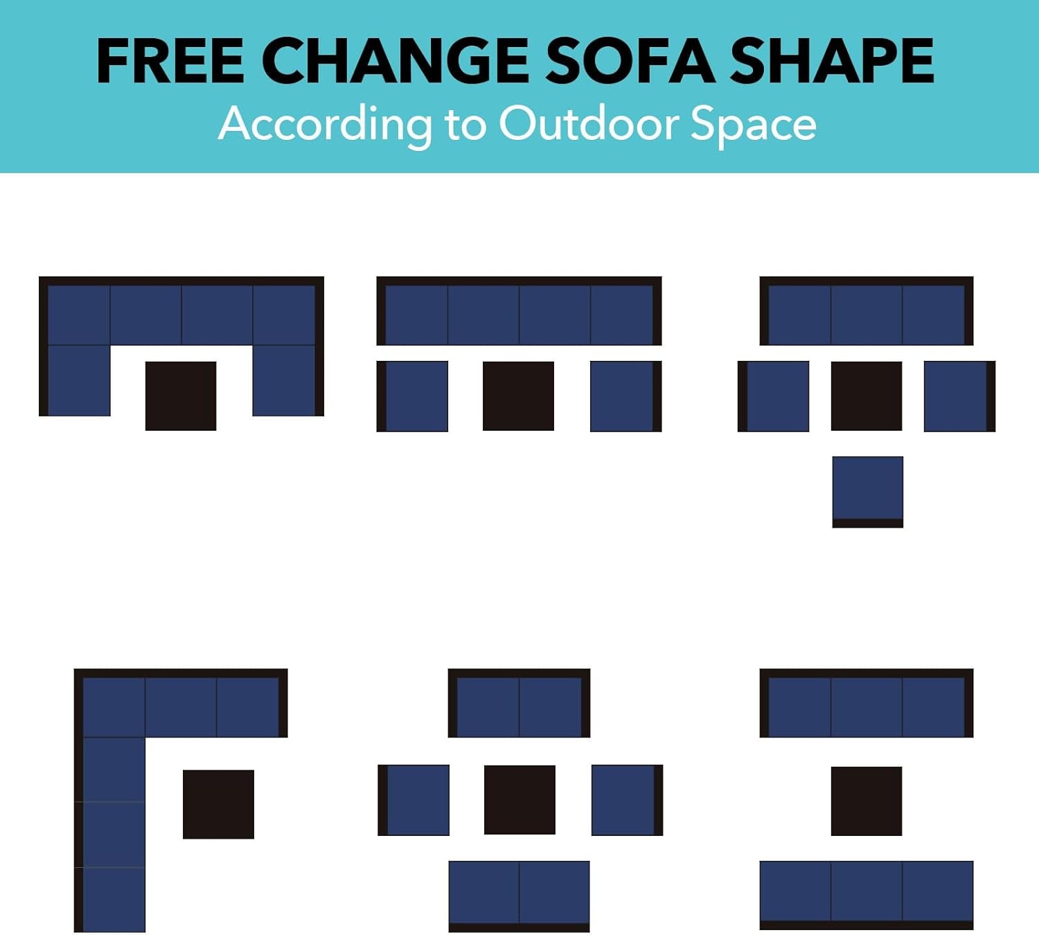 7 Pieces Outdoor Patio Furniture Sets,Rattan Conversation Sectional Set,Manual Weaving Wicker Patio Sofa with Tea Table-1