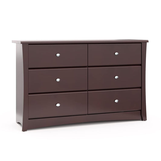 Crescent 6 Drawer Double Dresser (Espresso) – GREENGUARD Gold Certified, Dresser for Nursery, 6 Drawer Dresser, Kids Dresser, Nursery Dresser Drawer Organizer, Chest of Drawers-0