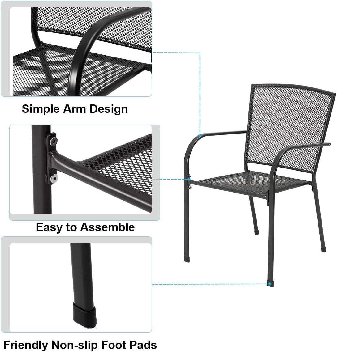 5 Piece Outdoor Table and Chair, Patio Outdoor Dining Set with 1.73" Umbrella Hole, Patio Table and Chair Set of 4 for Garden,Bistro,Deck-4