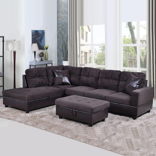 Modern L-Shaped Sectional Sofa Set for Small Living Room, Modular Couch with Chaise, Comfortable and Affordable Traditional, U-Shaped, Corner (Espresso, Left Hand Facing)-0