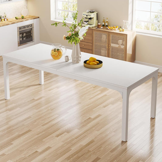 White Dining Table for 6-8 Person, 78-Inch Large Long Rectangle Kitchen Dinner Table for Dining Room, 78.7 X 27.5 X 29.5 Inches(Only Table)-0