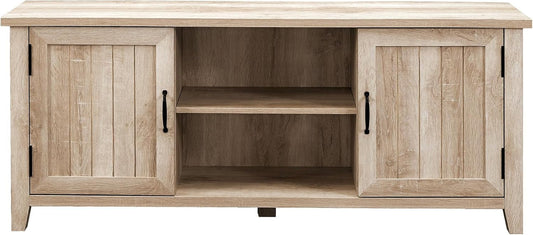 Buren Classic Grooved Door TV Stand for Tvs up to 65 Inches, 58 Inch, White Oak-1