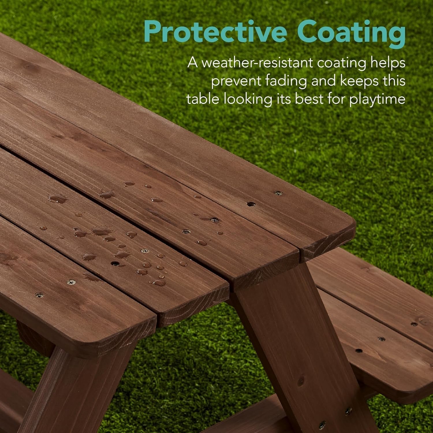 Kids Wooden Picnic Table with Adjustable Umbrella-4