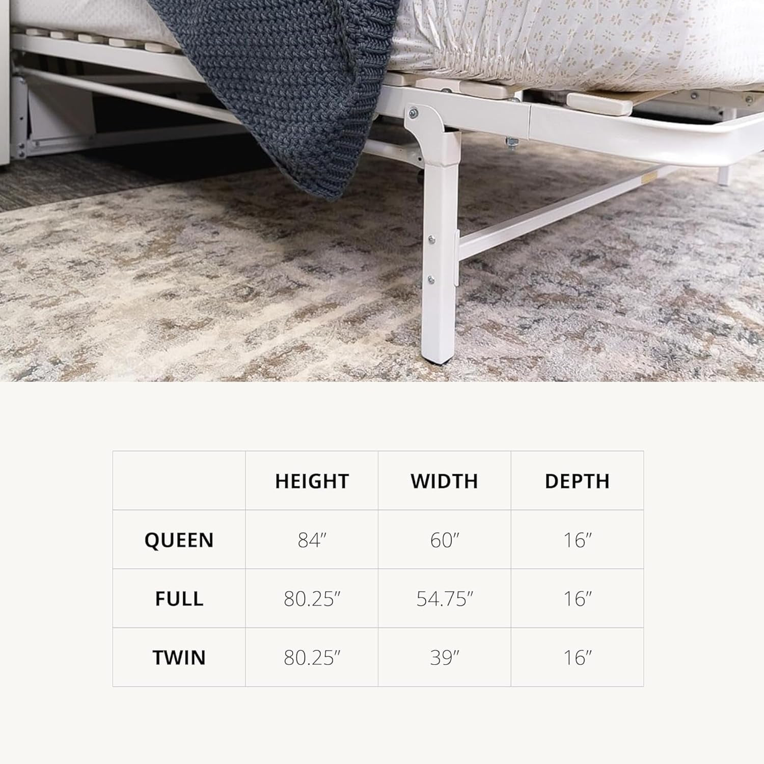 Queen Vertical Murphy Bed Frame Steel Foldable-4