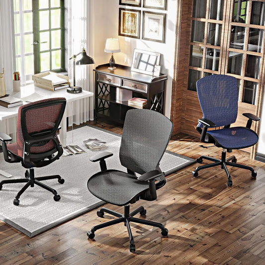Mesh Office Chair,Ergonomic Computer Desk Chair,Sturdy Task Chair- Adjustable Lumbar Support & Armrests,Tilt Function,Comfort Wide Seat,Swivel Home Office Chair (Grey)-1
