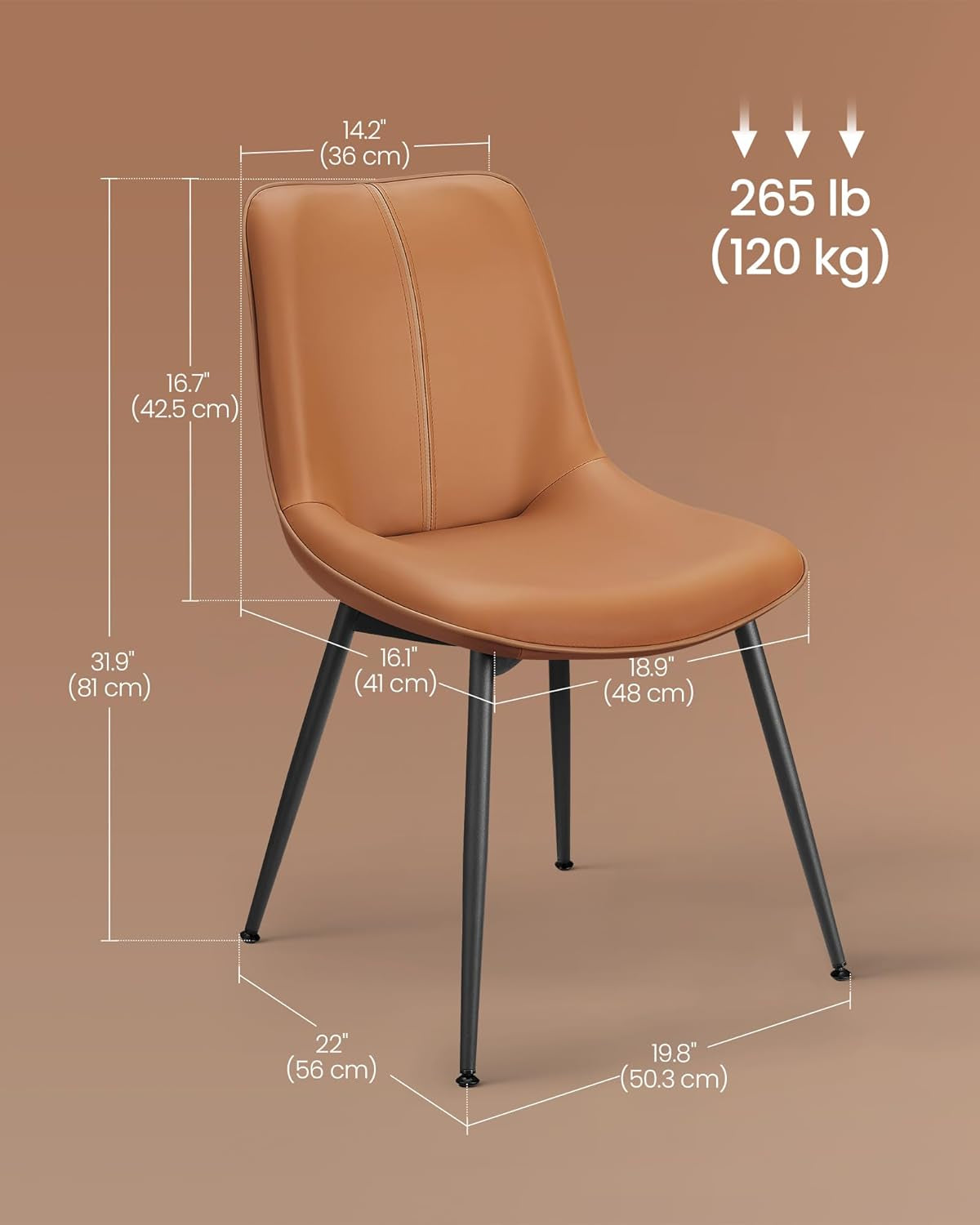 Caramel Brown Leather Swivel Dining Chairs (Set)-2