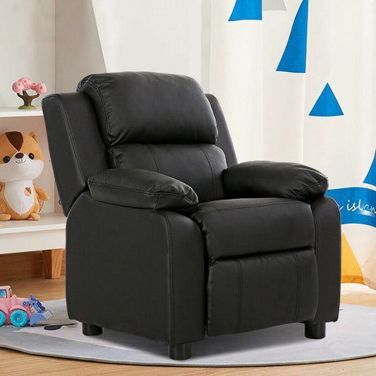 Kids Deluxe Headrest Recliner Sofa Chair with Storage Arms-0