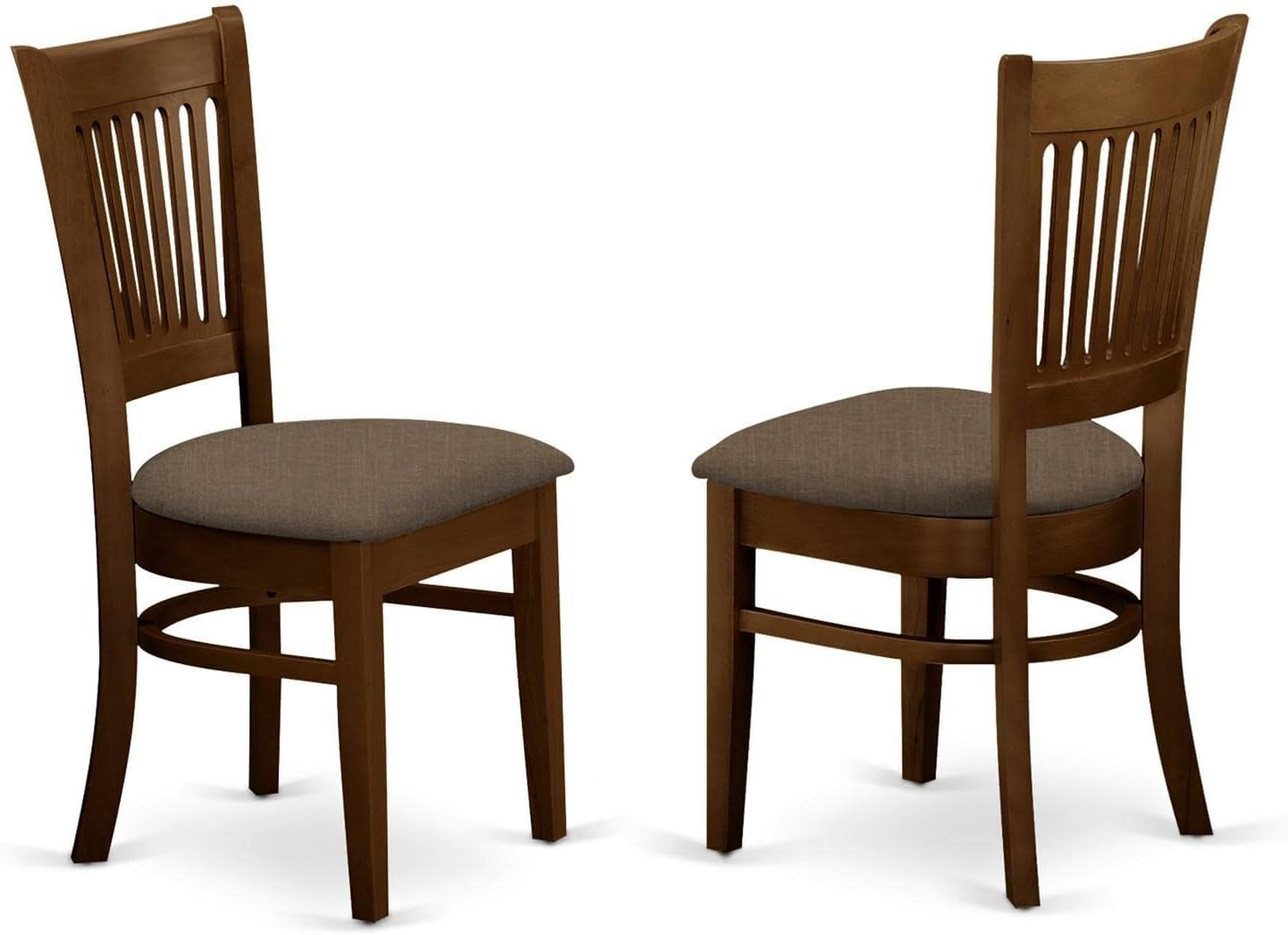 VAC-ESP-C Vancouver Kitchen Dining Chairs - Linen Fabric Upholstered Wooden Chairs, Set of 2, Espresso-0