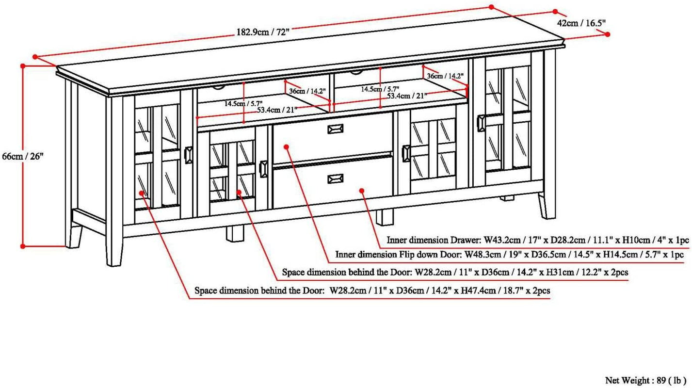 72" Solid Wood TV Stand for 80" TVs-1