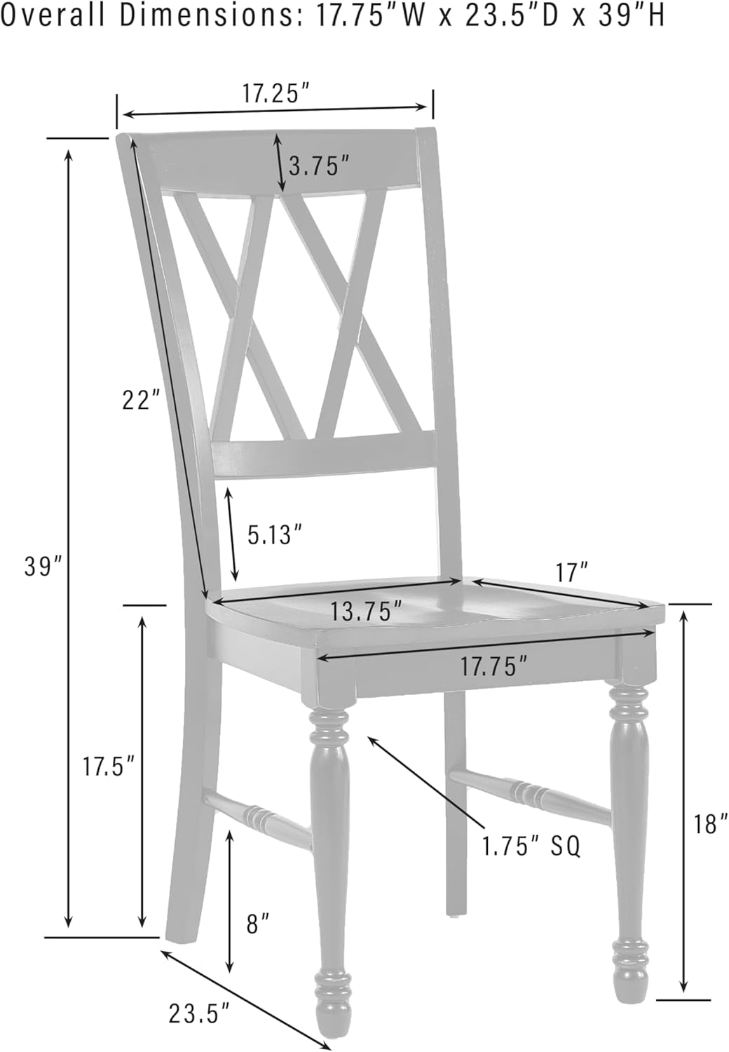 Shelby Traditional Wood X-Back Dining Room Chairs Set of 2, Kitchen Chair, Distressed White-2