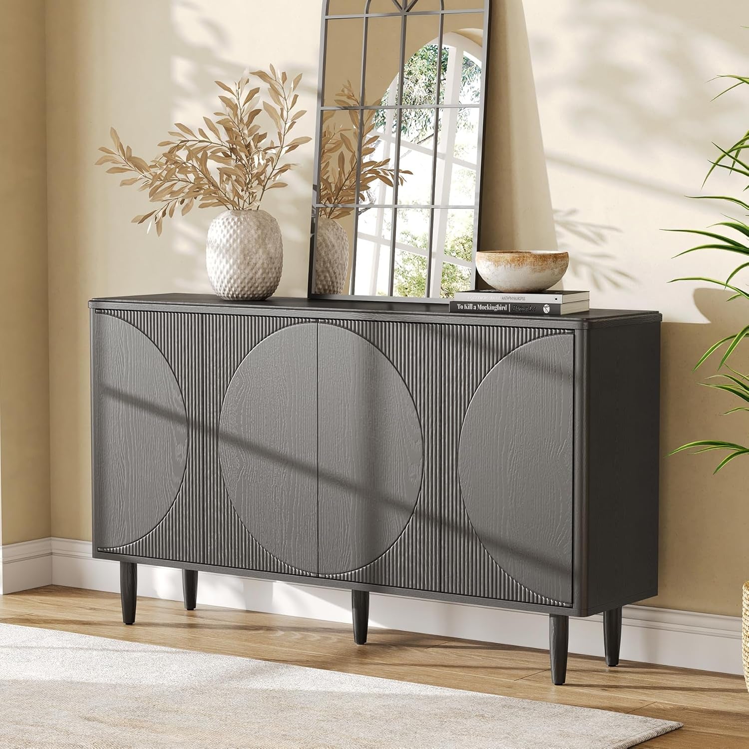 Modern 59-Inch Sideboard Buffet Table with Storage-2