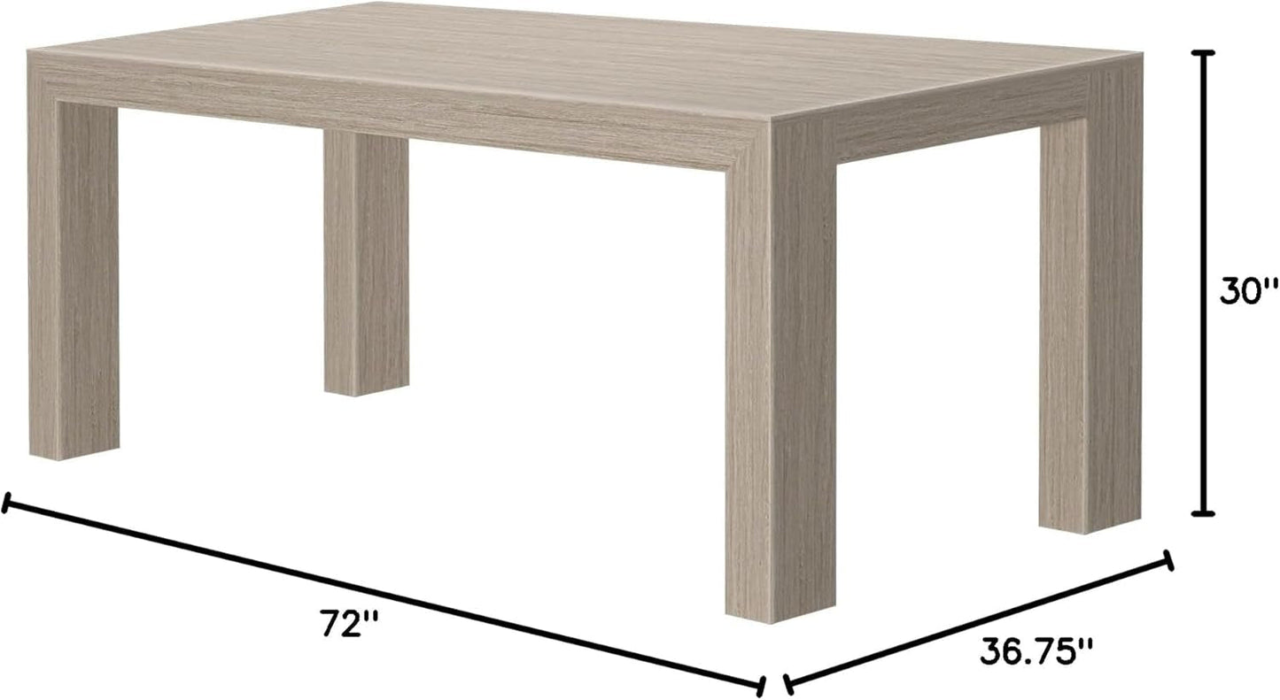 72 Inch Modern Wood Dining Table, Solid Wood Rectangular Dining Table for Kitchen/Dining Room, Seashell Wirebrush-1
