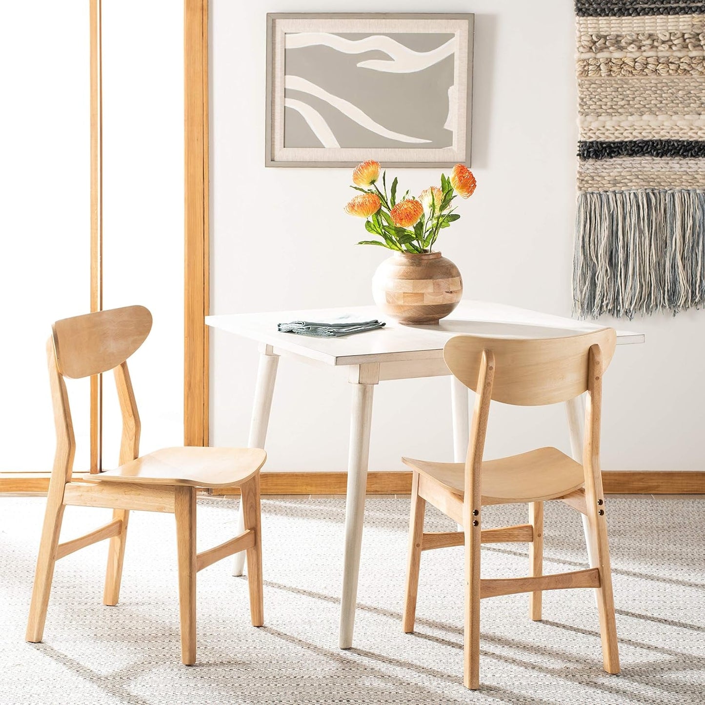 Home Lucca Retro Natural Dining Chair, Set of 2, Wood-2