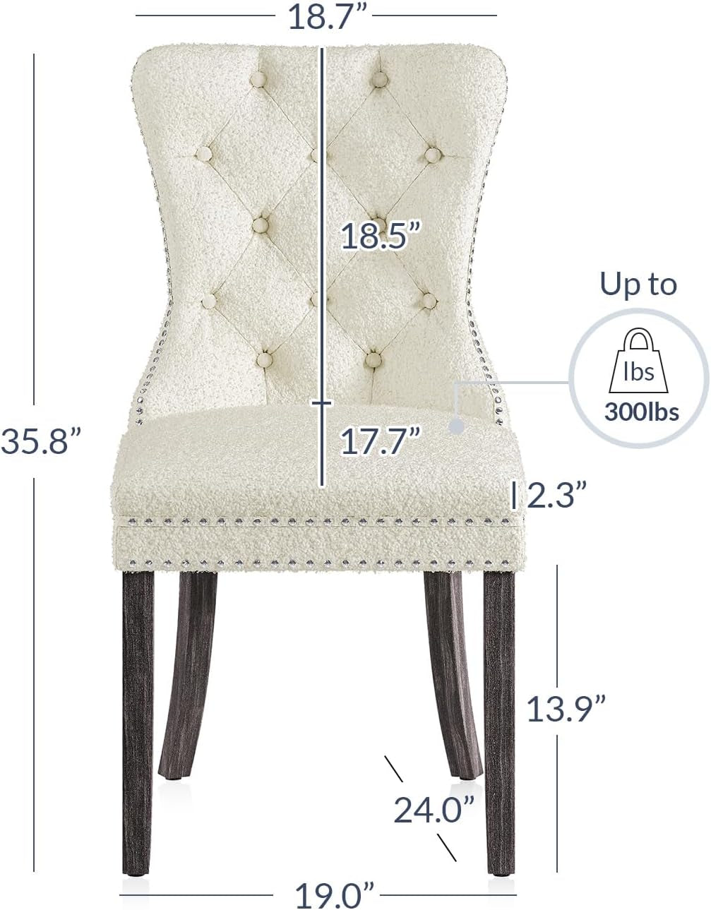 Luxury White Teddy Fabric Dining Chairs Set (6)-2