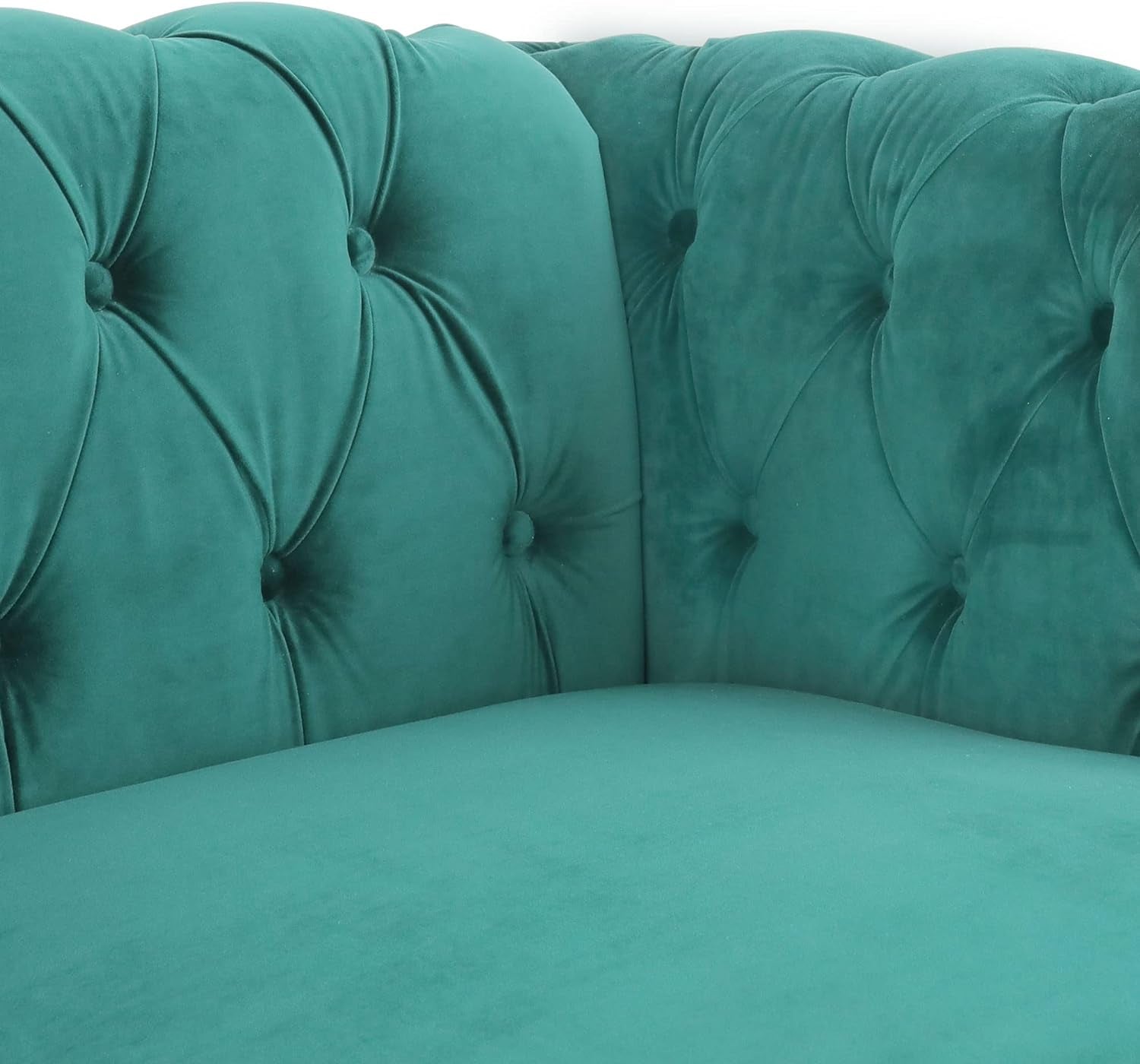 3 Pieces of Living Room Furniture Sofa Sets, Modern Velvet Chesterfield Sofa&Chesterfield Club Chair&Chesterfield Loveseat Sofas Set with Nailhead Trim Scroll Arms for Living Room(Green)-4