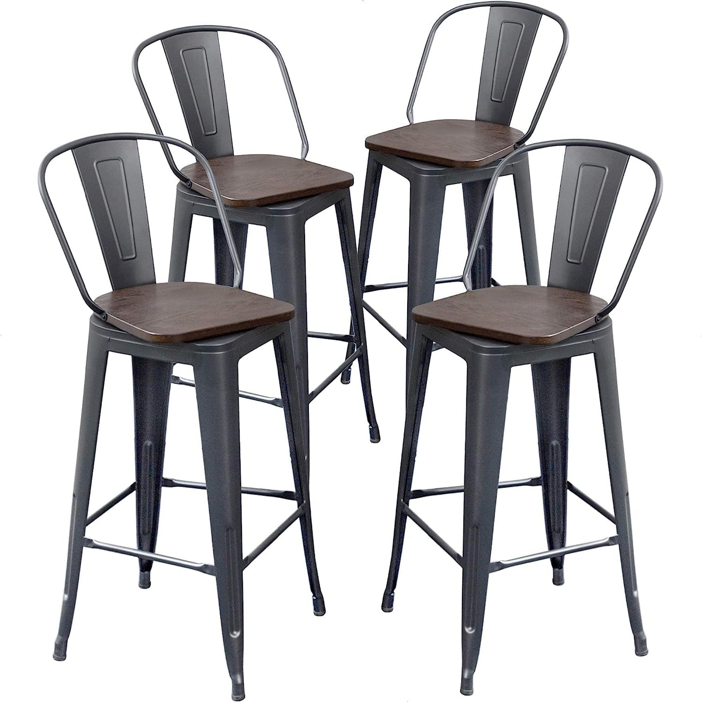 Swivel Counter Height Bar Chairs with Back, Set of 4-0