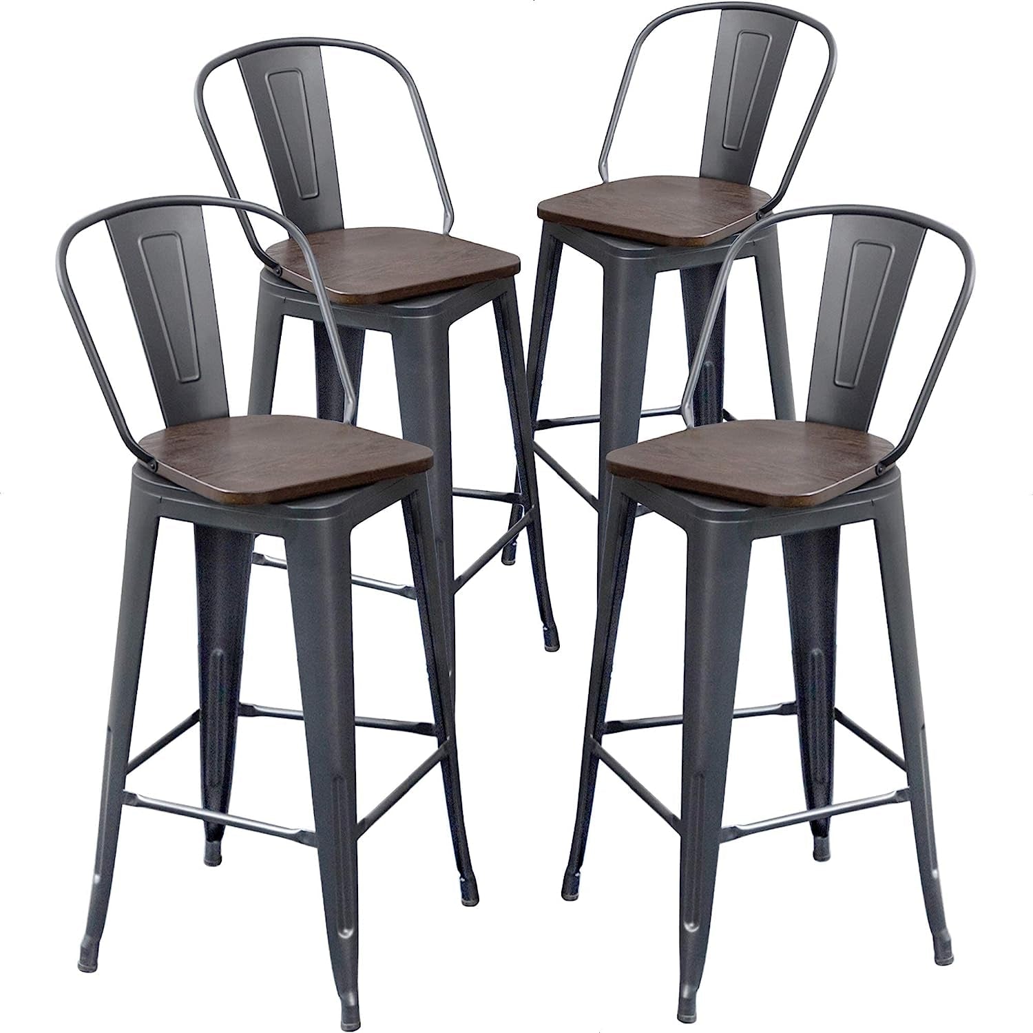 Swivel Counter Height Bar Chairs with Back, Set of 4-0