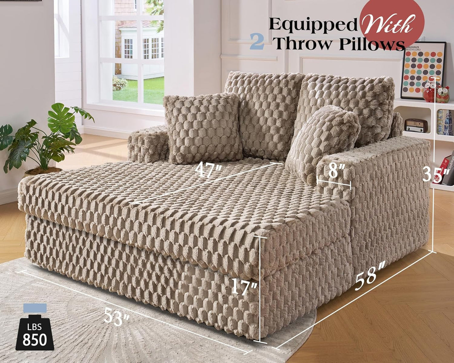 Brown Plush Indoor Sleeper Chair with Pillows-1