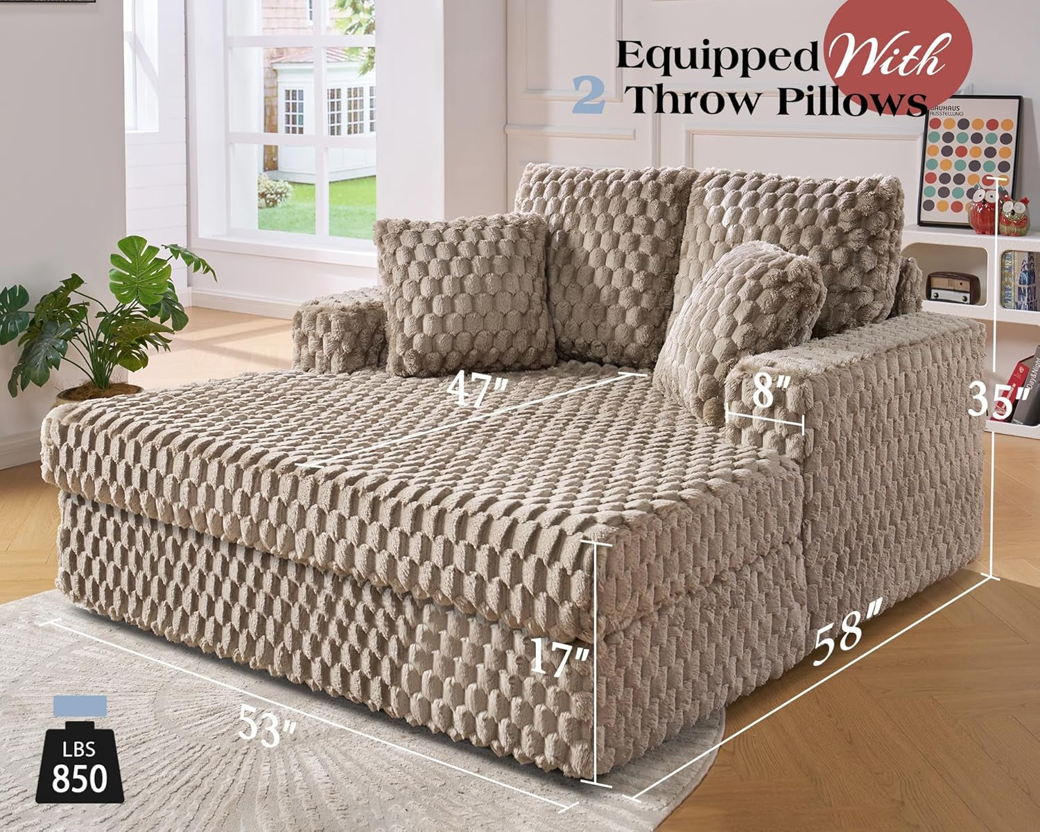 Brown Plush Indoor Sleeper Chair with Pillows-1