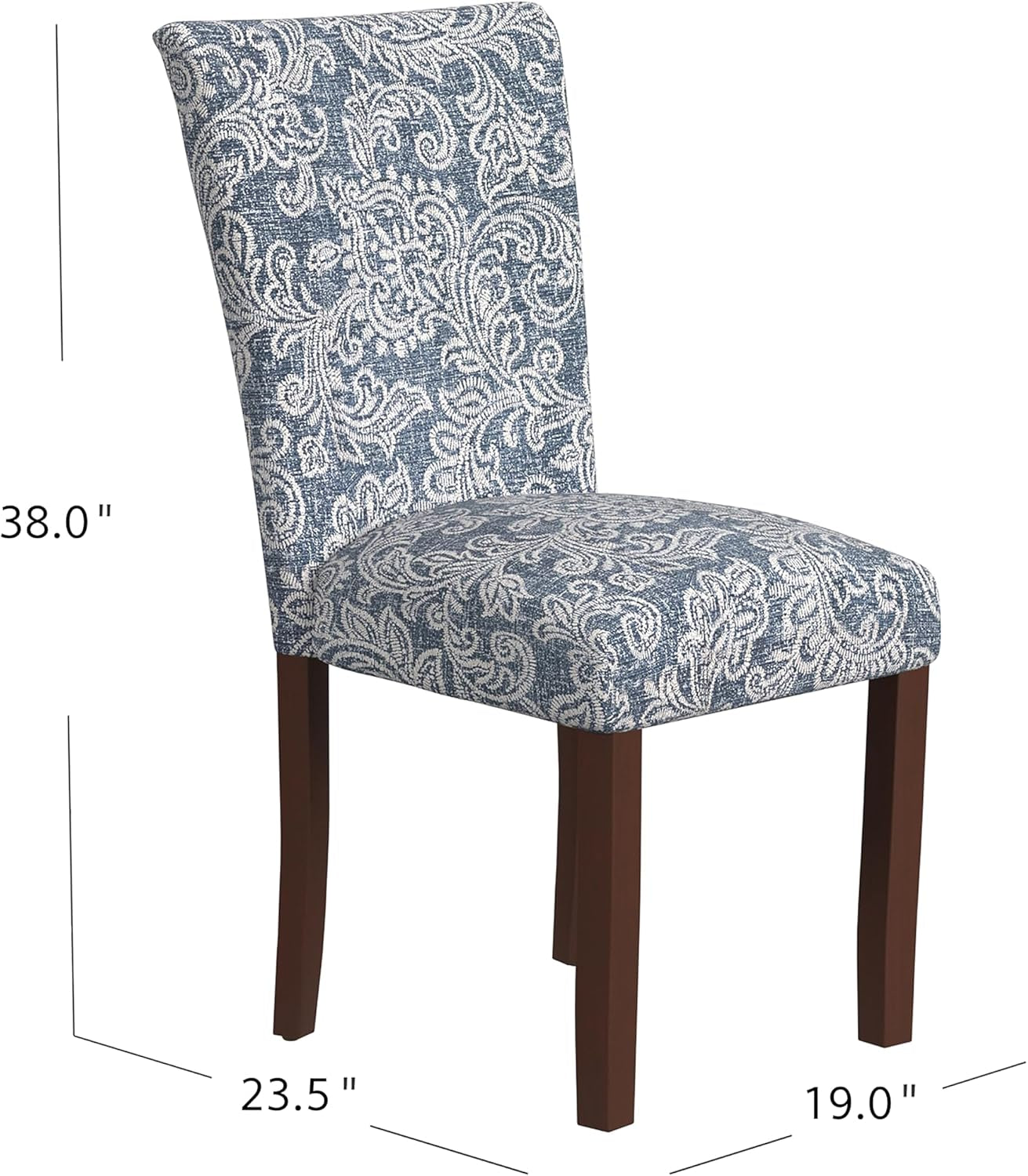 Classic Parsons Dining Chair -Denim Jacobean Print (Set of 2)-2