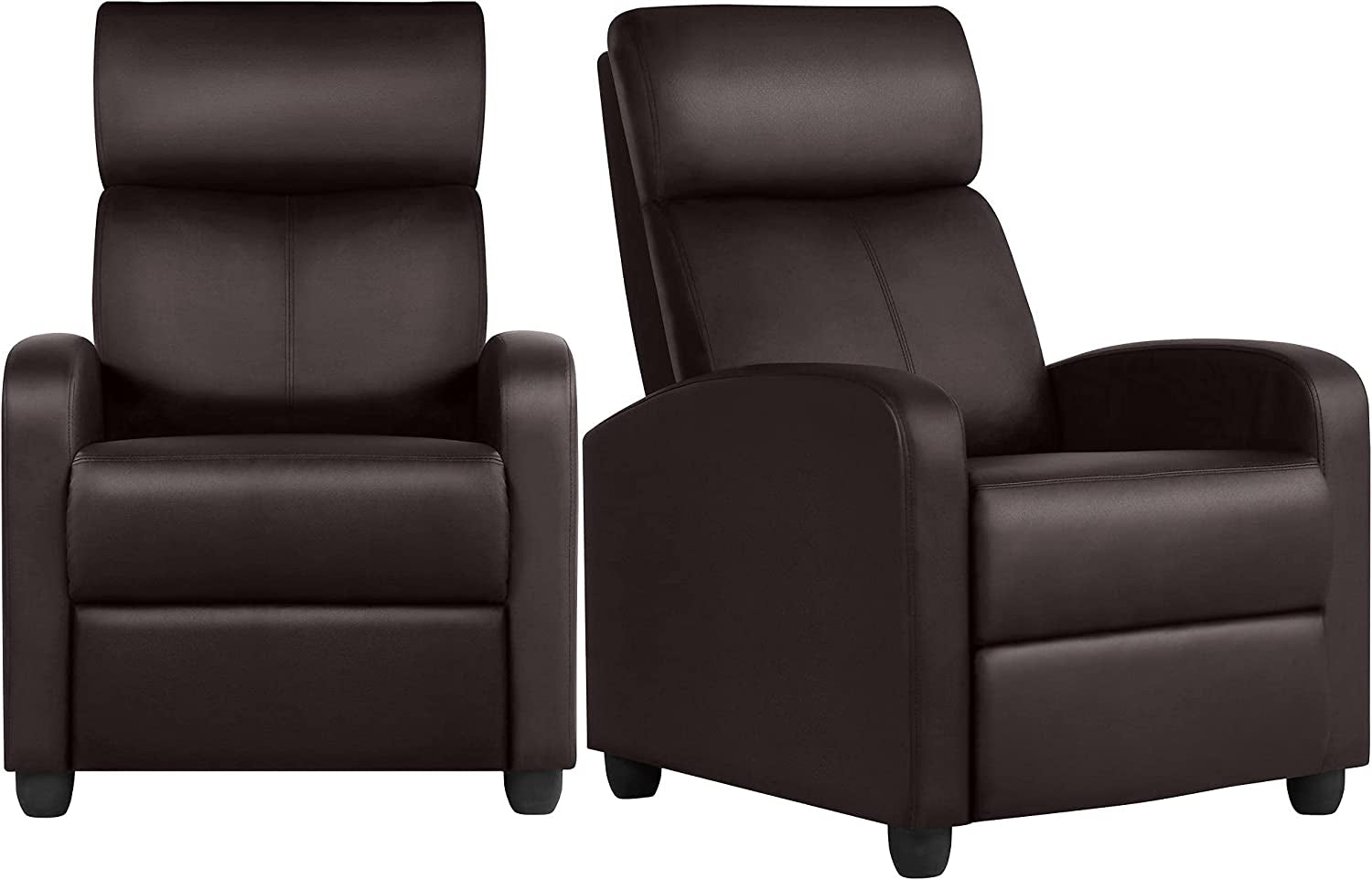 Set of 2 PU Leather Padded Recliner Chairs-1