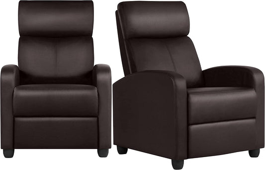 Set of 2 PU Leather Padded Recliner Chairs-1