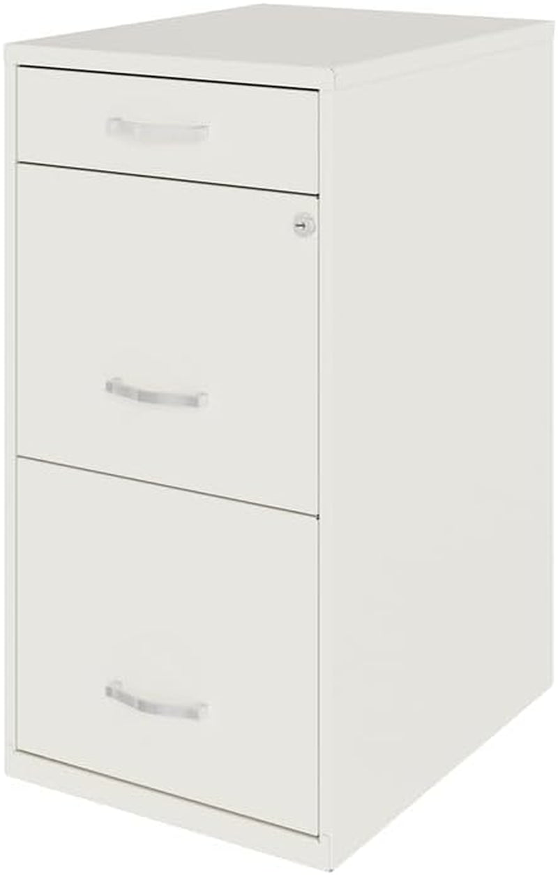 Space Solutions 18In Deep 3 Drawer Metal File Cabinet Pearl White, Letter Size, Fully Assembled-4