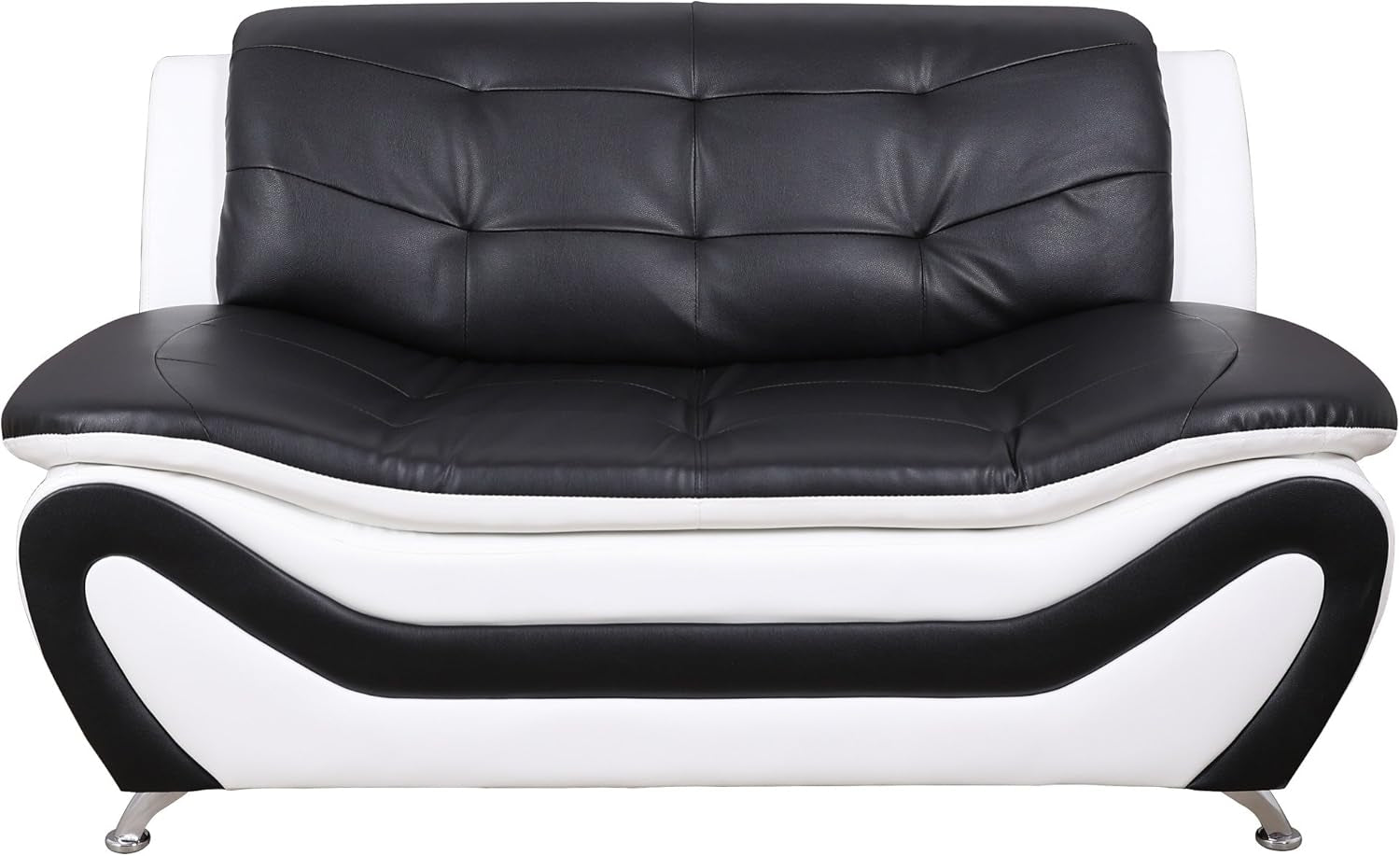 3 Piece Aldo Modern Sofa Set, Black/White-3