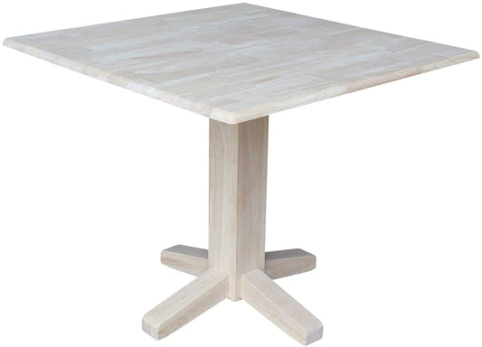 Square Dual Drop Leaf Dining Table in Unfinished Wood-0