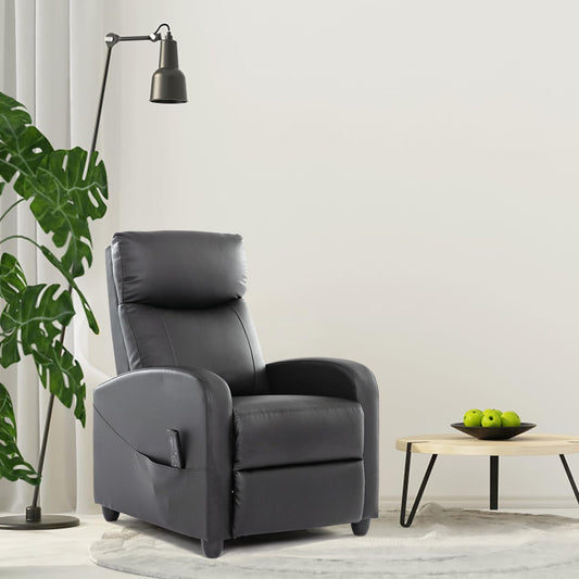 Recliner Chair with Massage and Lumbar Support, Small PU Leather Home Theater Seating, Adjustable Modern Reclining Chair for Adults in Living Room-1