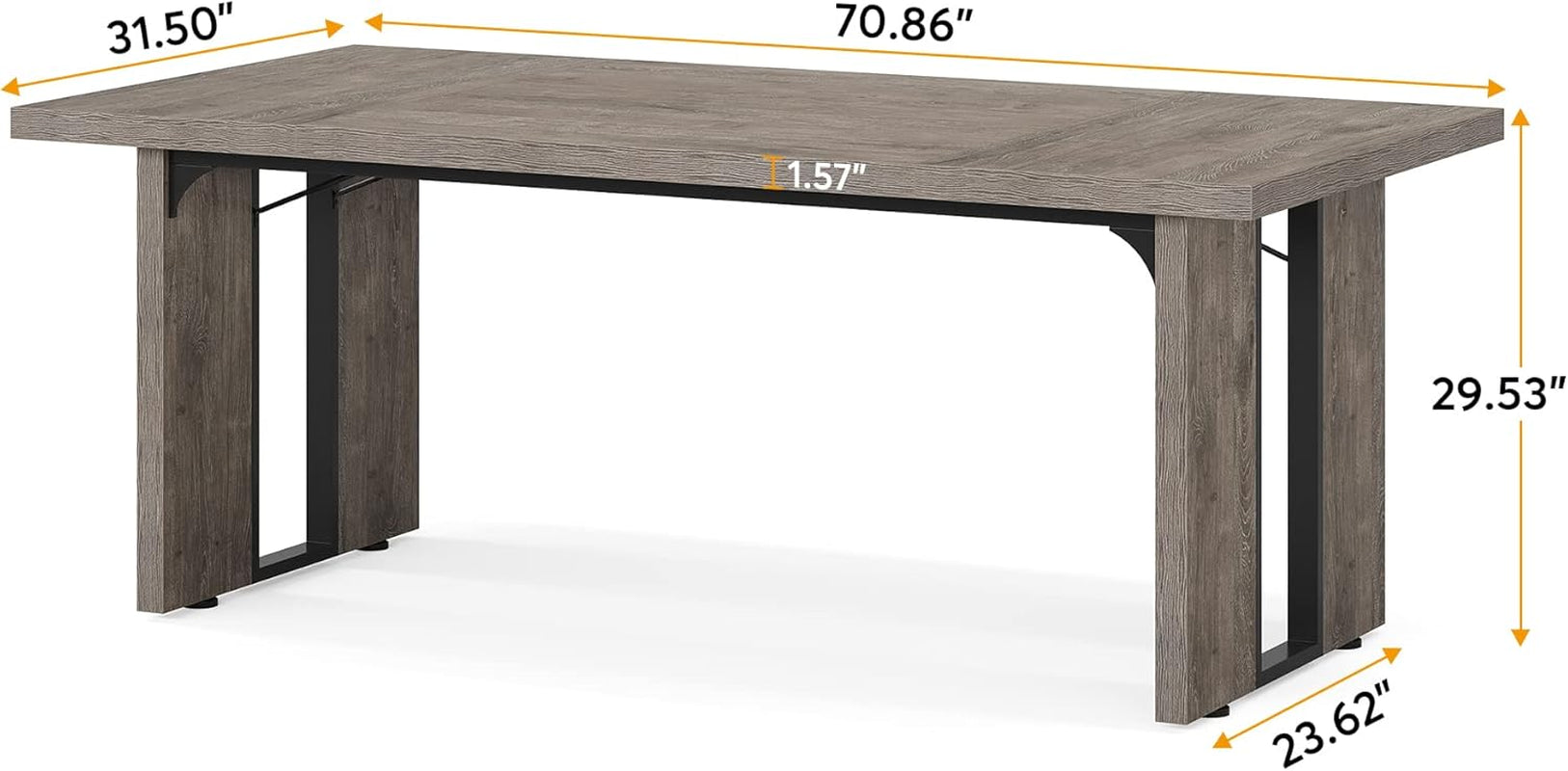 71" Large Dining Table for 6 to 8 People, Rustic Farmhouse Style Dinner Table, Rectangular Dining Table for Kitchen, Dining Room & Living Room-1