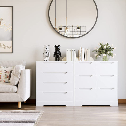 Modern 4 Drawer Dresser, White, Clothing Organizer-0