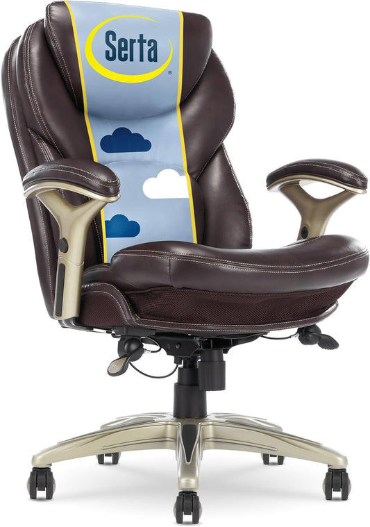 Claremont Ergonomic Executive Office Chair with Back in Motion Technology, Adjustable Mid Back Desk Chair with Lumbar Support, Bonded Leather, Chestnut Brown-0