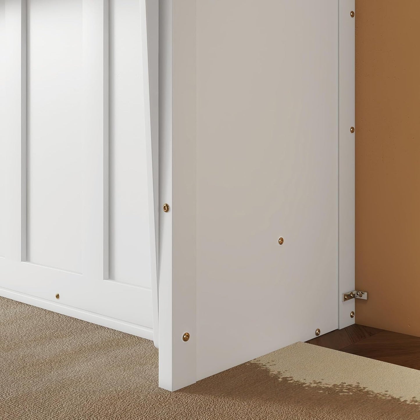 Queen Size Murphy Bed with Storage Shelf White-4