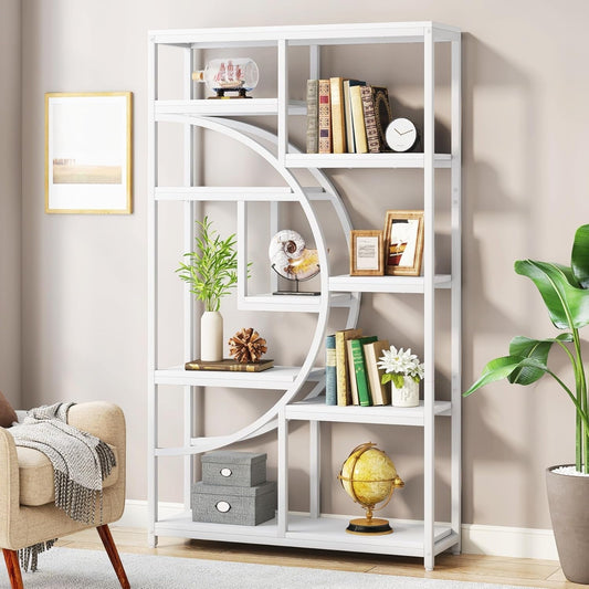 5 Tier Industrial Etagere Bookshelf Tall Open Storage-1