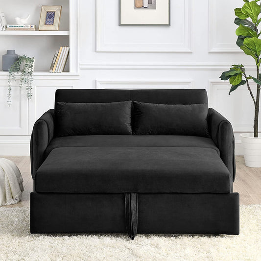 55″ Velvet Convertible Sofa Bed with Adjustable Backrest-0