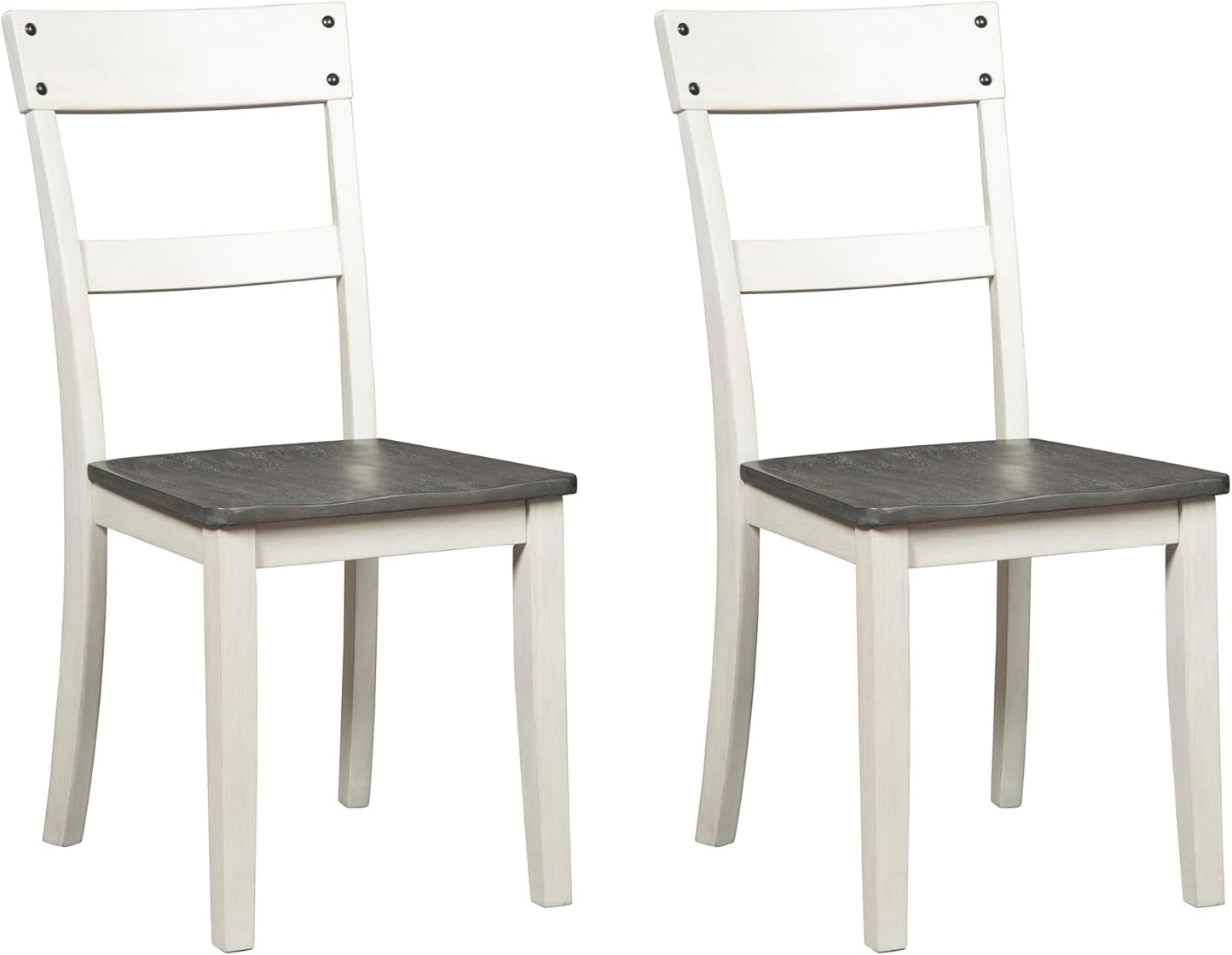 Nelling Modern Farmhouse 18" Weathered Dining Chair, Set of 2, White & Dark Brown-0