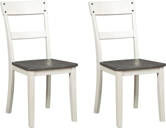 Nelling Modern Farmhouse 18" Weathered Dining Chair, Set of 2, White & Dark Brown-0