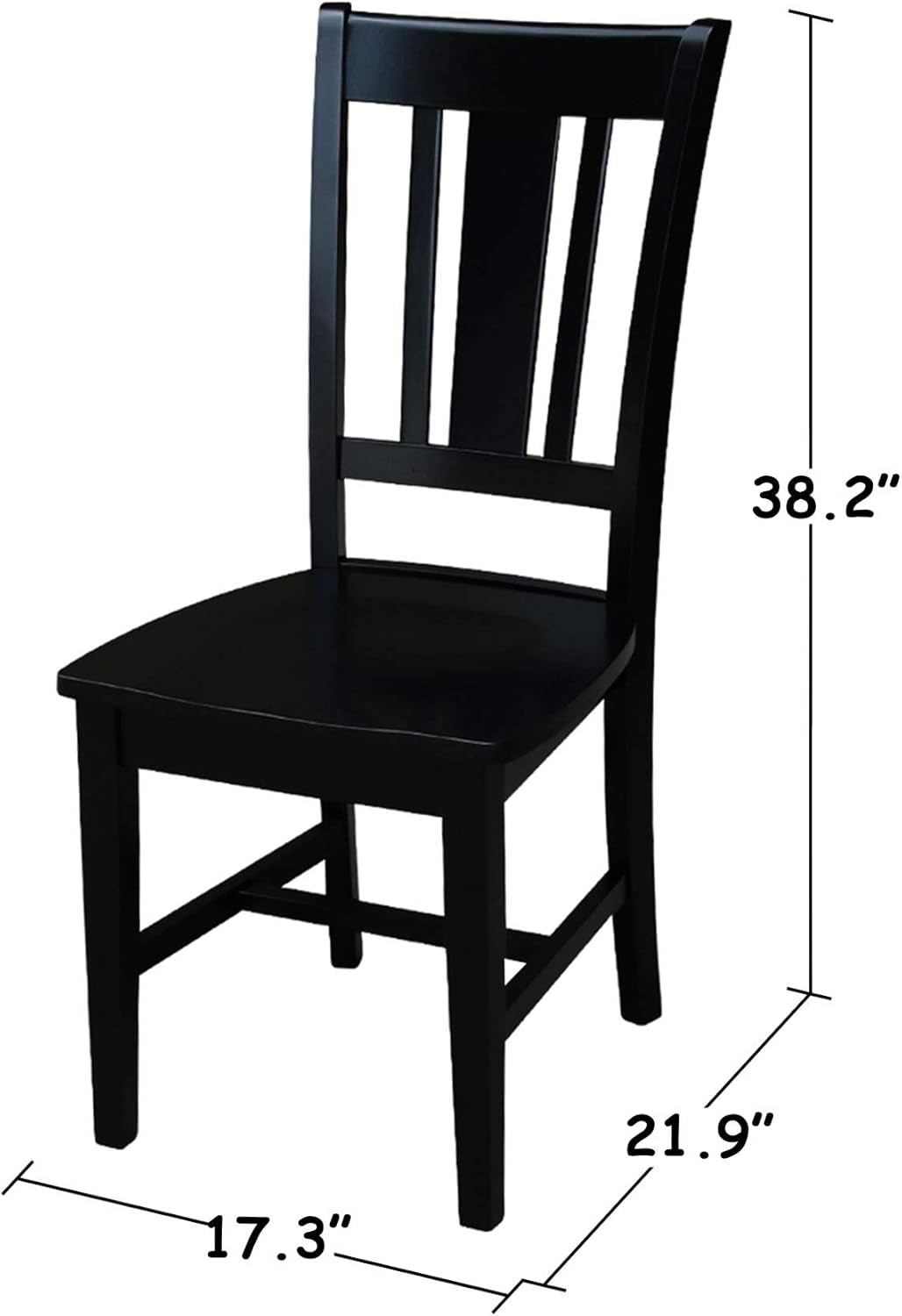 Set of Two San Remo Splatback Dining Chairs, Black, 225Lbs Wt Capacity, Solid Real Wood, Sturdy Parawood, Black-1