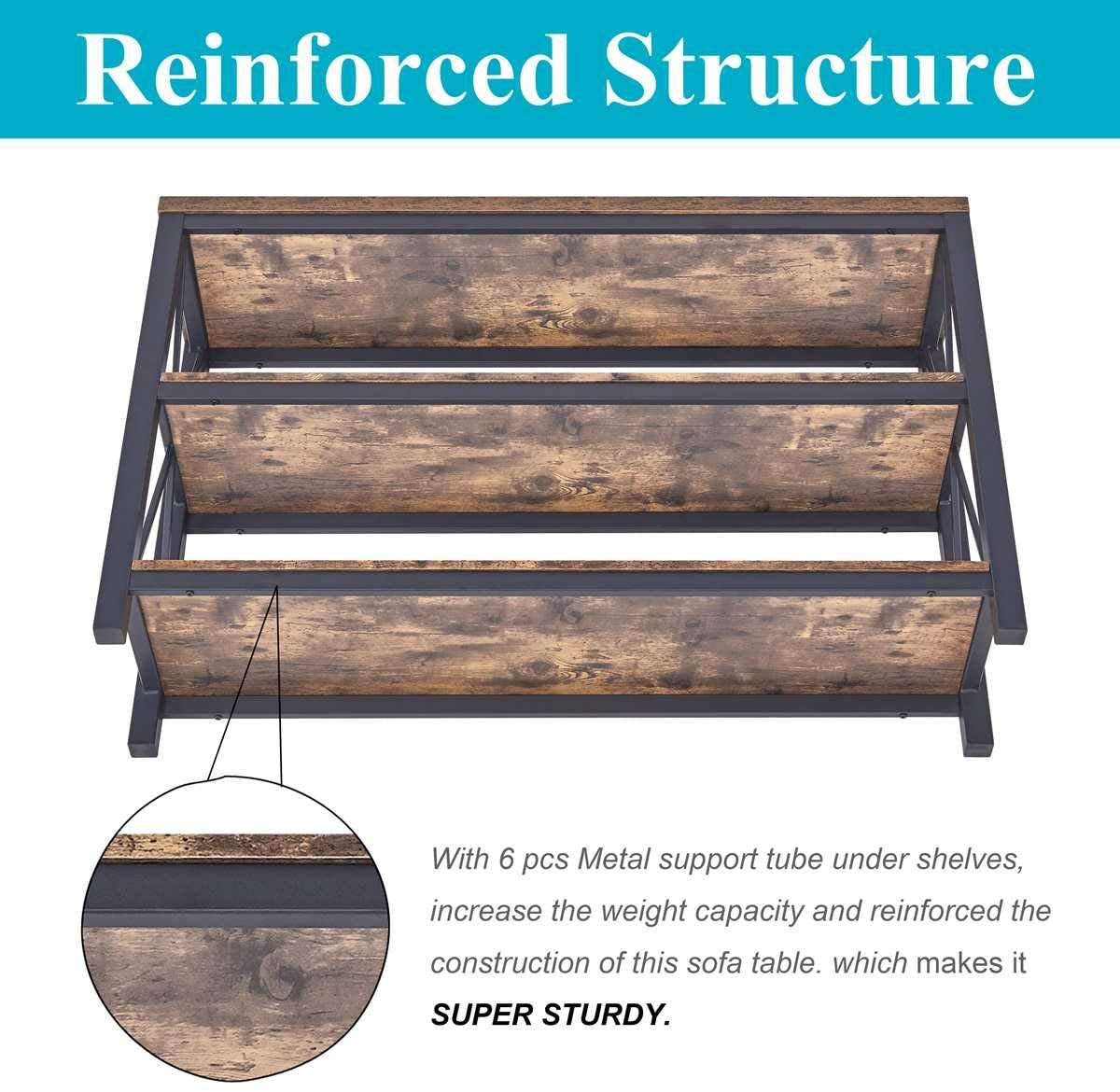 Rustic 3-Tier Sofa Console Table (47″)-3
